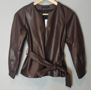 Banana Republic faux leather blouse